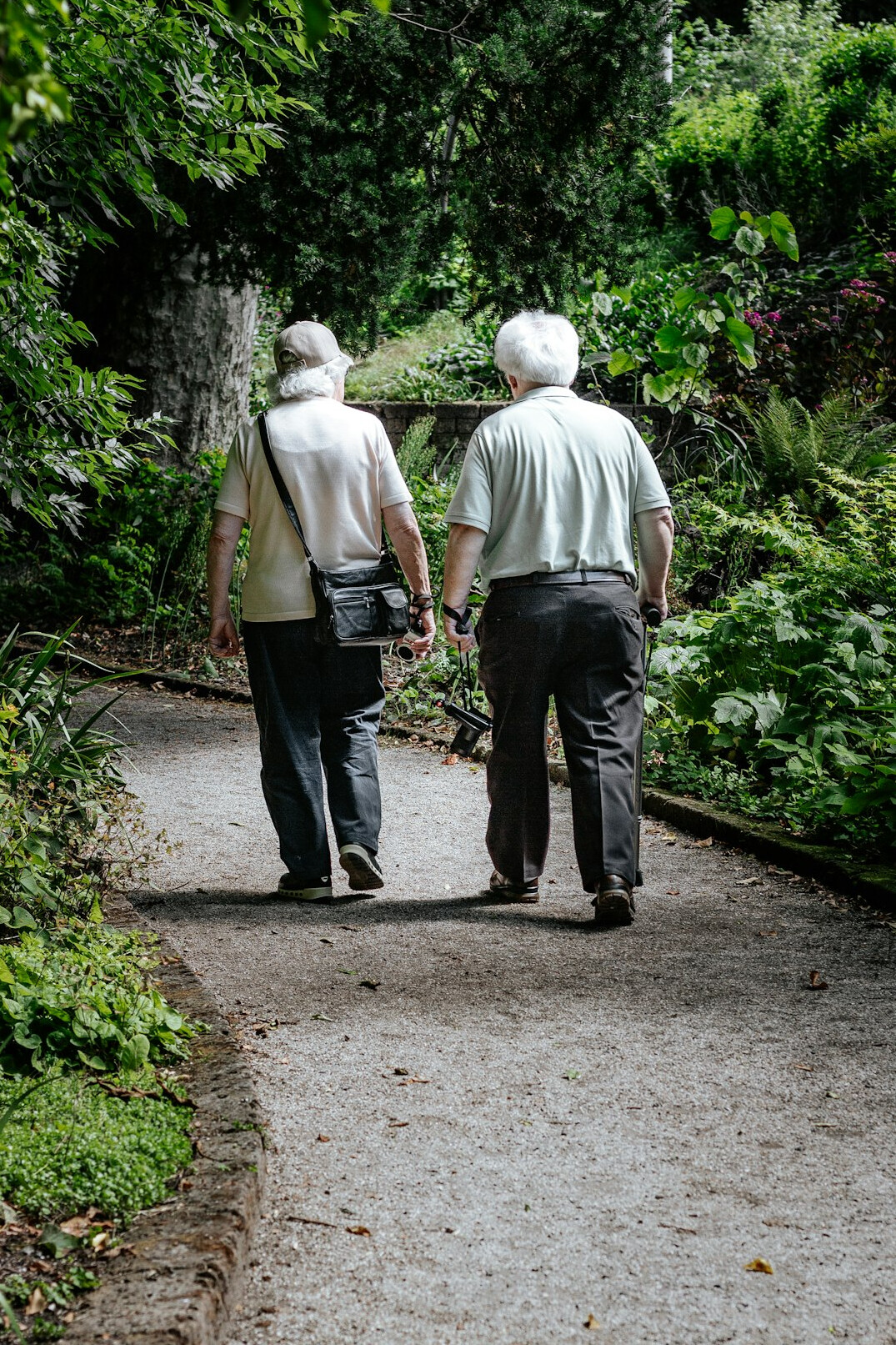elderly friends in garden