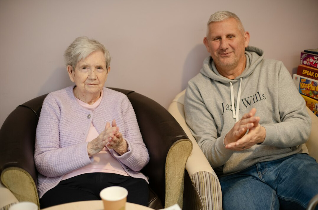 senior citizens in peaceful neighborhood