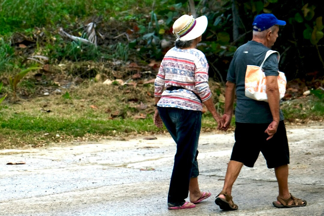 senior couple walking